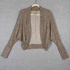 Promesa Cardigan Sweater Womens Medium Metallic Open Marled Grandpa Neutral Thin